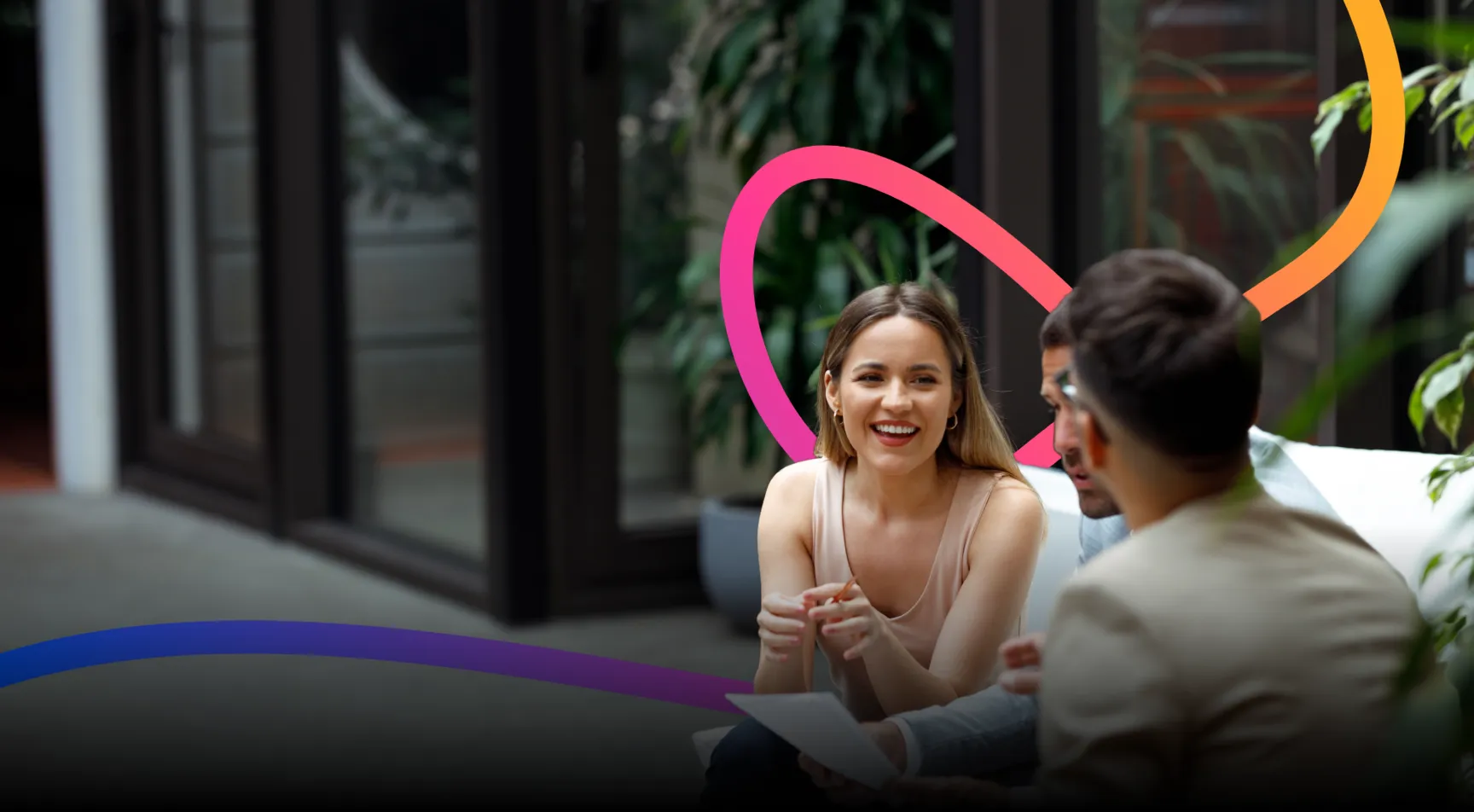 business meeting with happy woman
