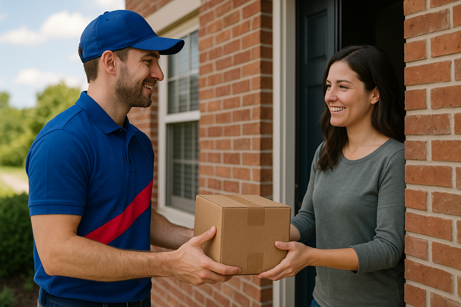 Final mile delivery driver, delivering a package