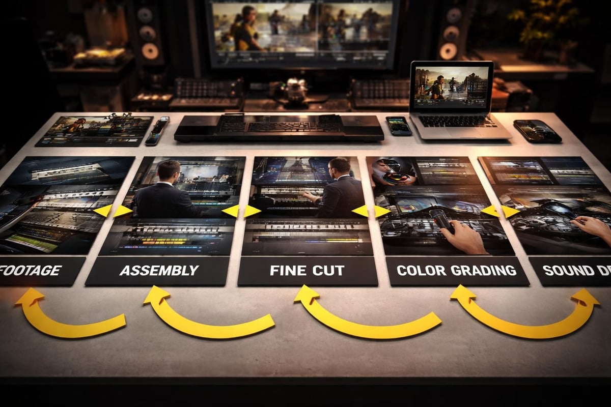 Video post-production workflow stages