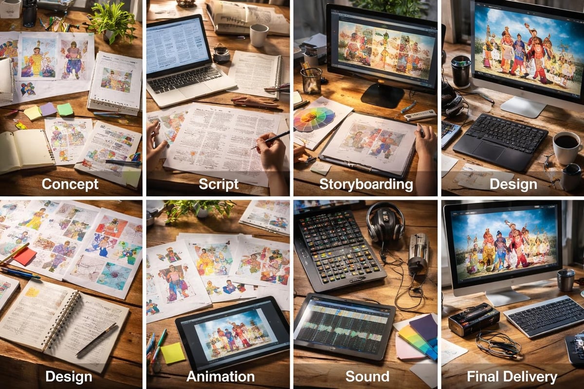 Video animation production stages