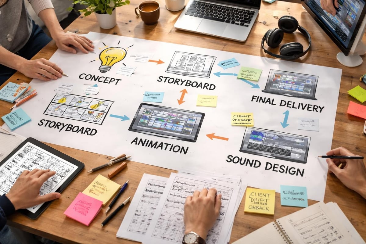 Motion graphics production workflow stages