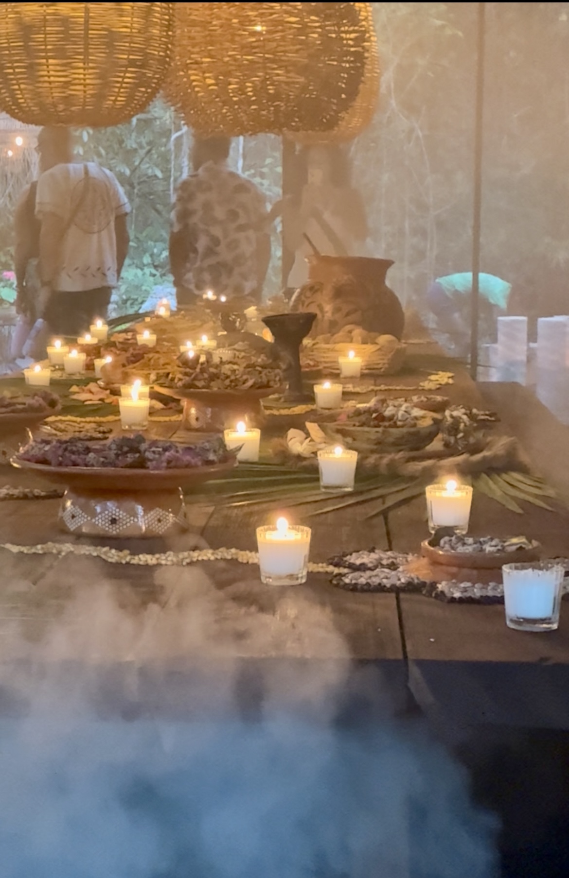 tulum cacao ceremony table