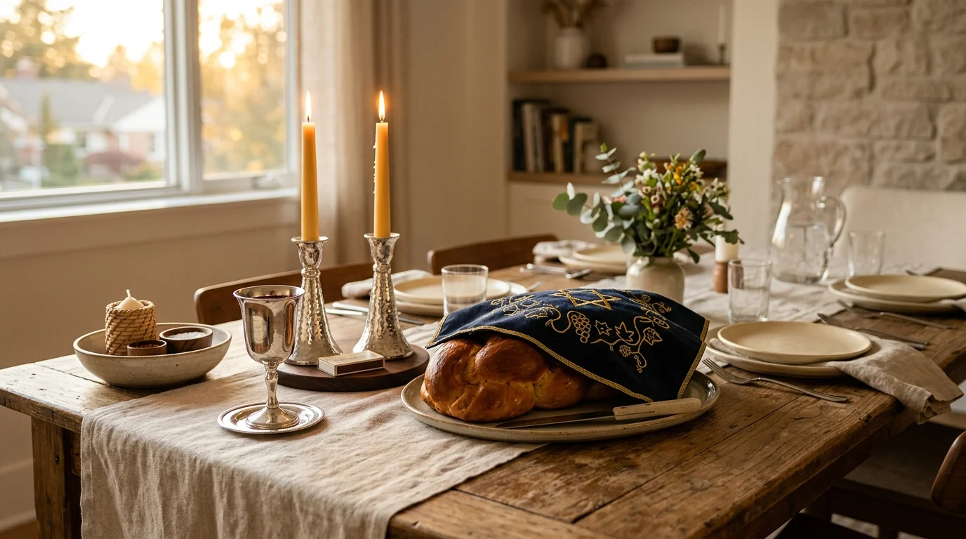 Sabbath table setting representing weekly rest and sanctified time