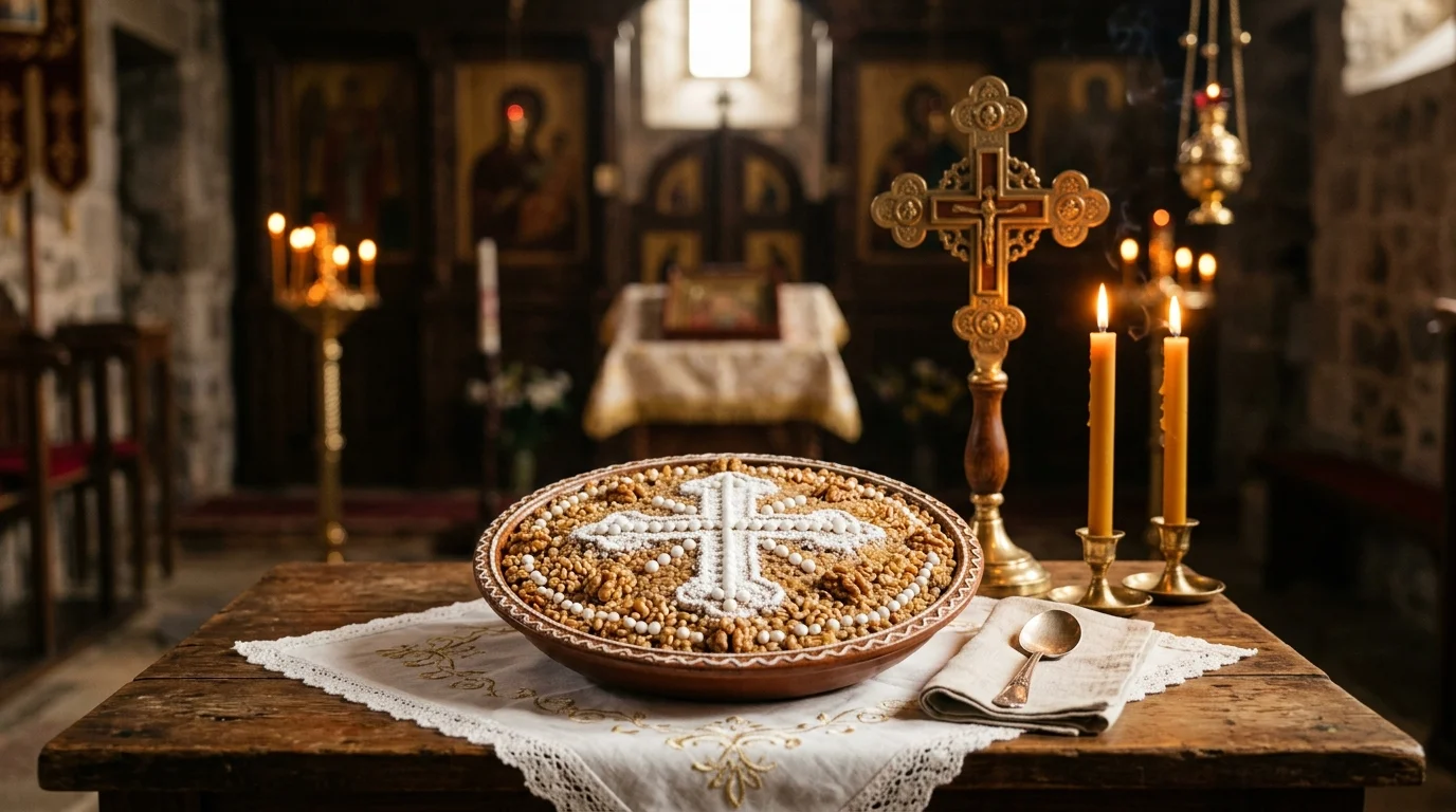 Kollyva memorial wheat dish used in Orthodox prayers for the departed