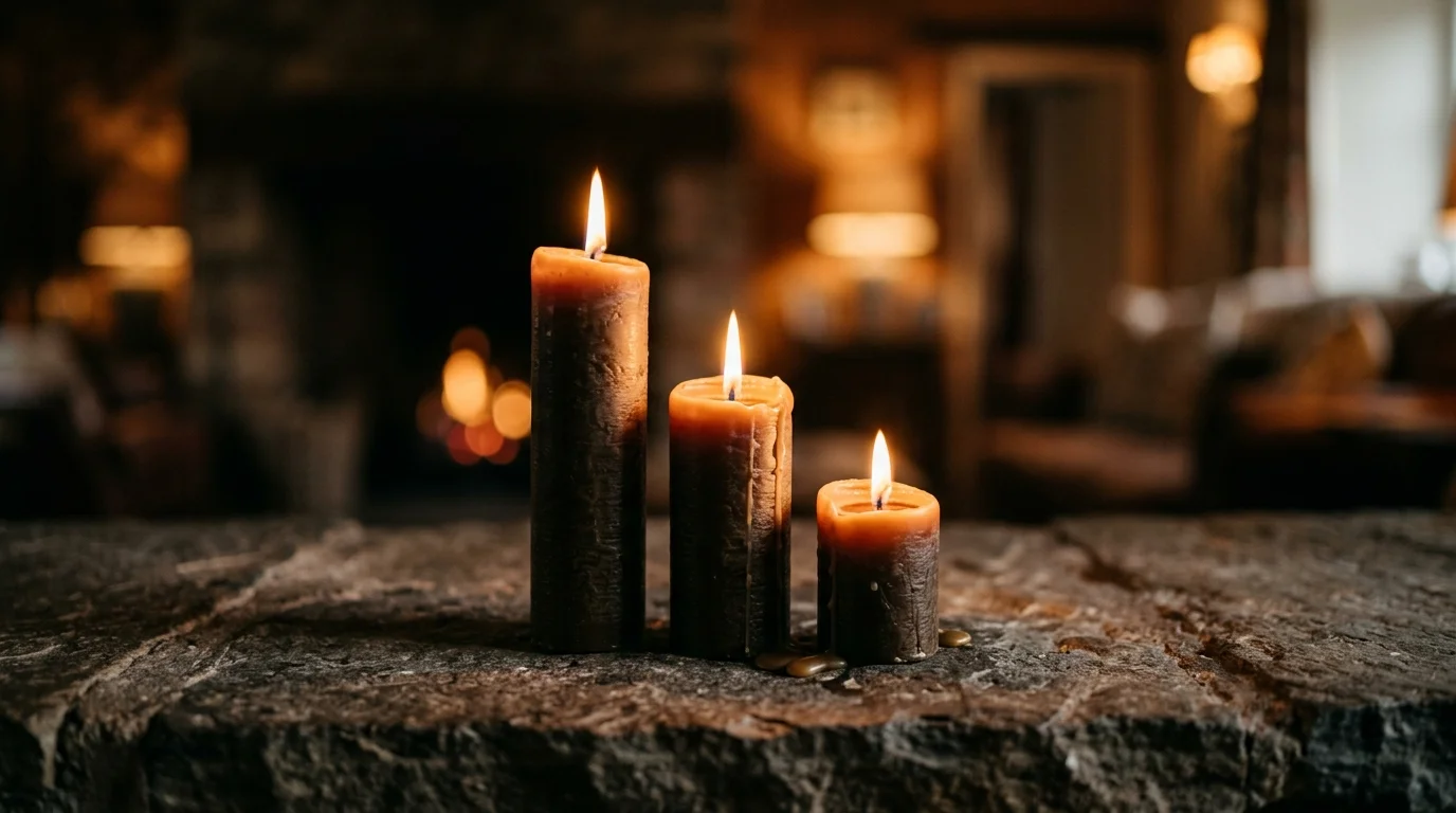 Three lit candles representing different Christian prayer traditions