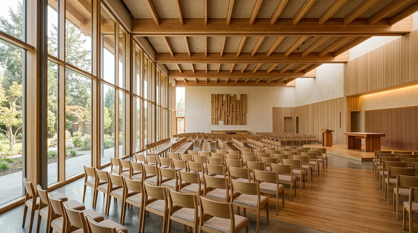 Simple modern church interior representing independent non-denominational congregations