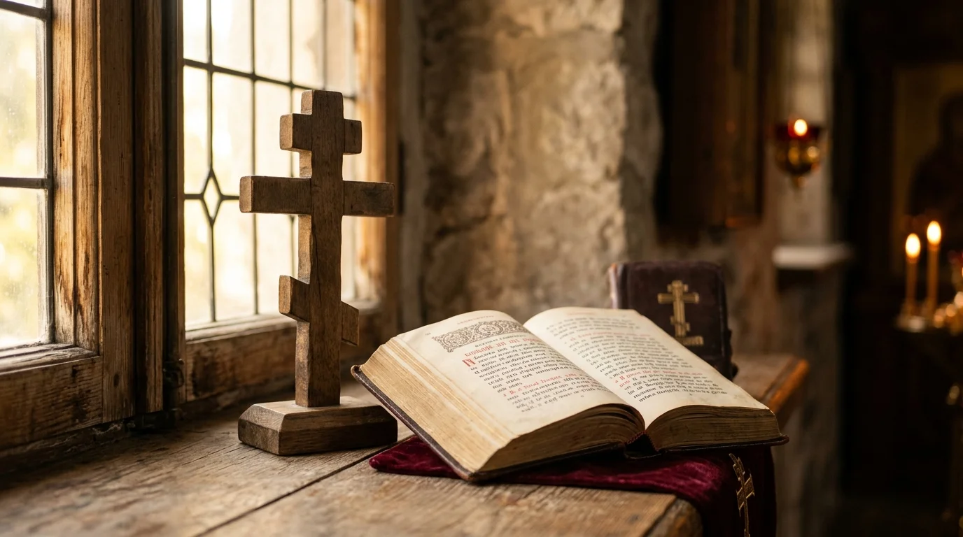 Cross and open prayer book representing shared Christian roots of prayer across traditions