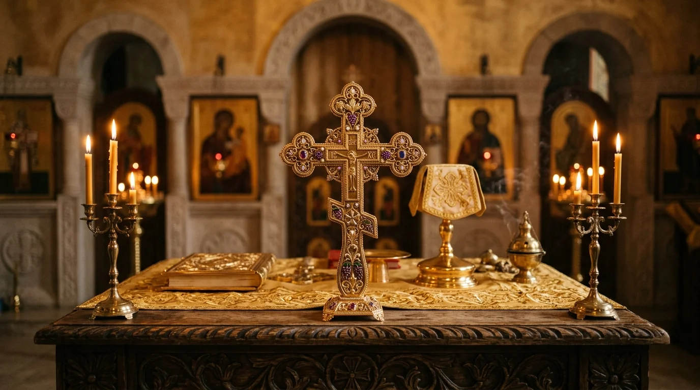 Orthodox cross and Nicene Creed symbolism representing core Orthodox beliefs