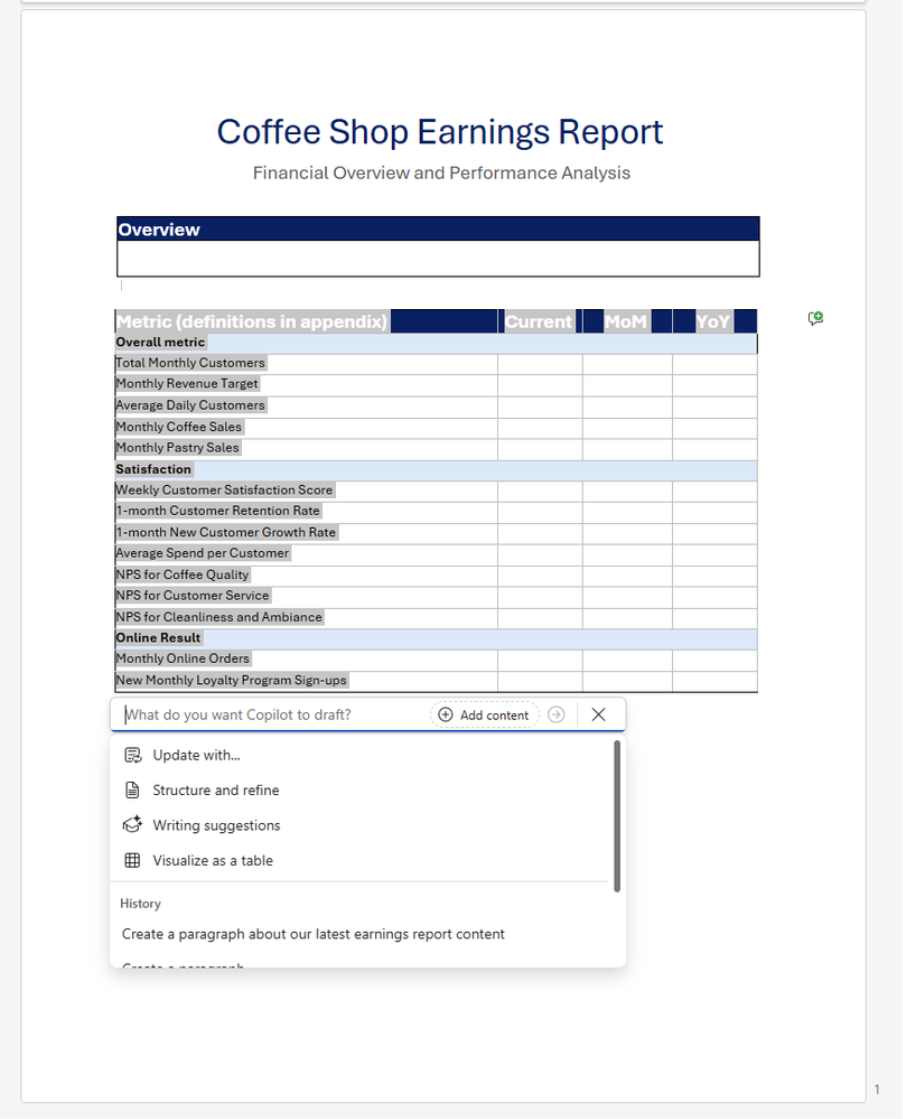 Update sections of a Word doc using recent content while keeping existing formatting.