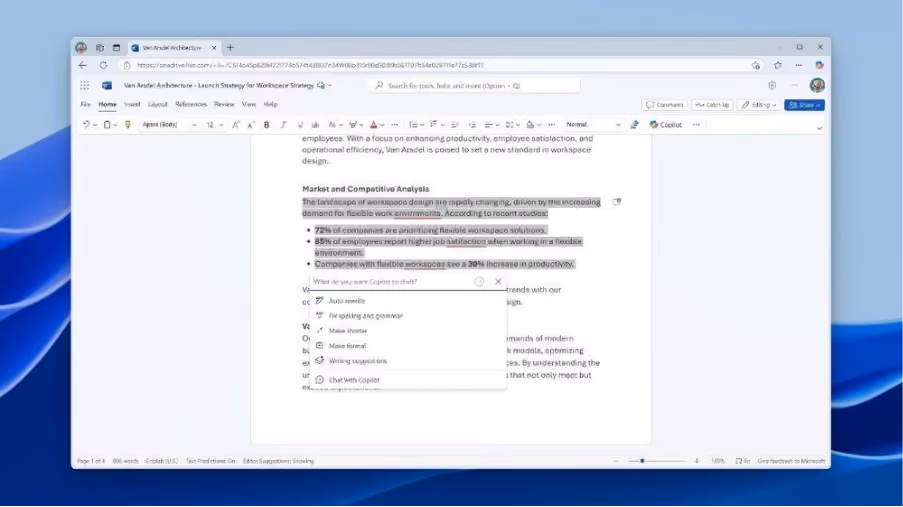 Correct all spelling and grammar in your Word document with Copilot.