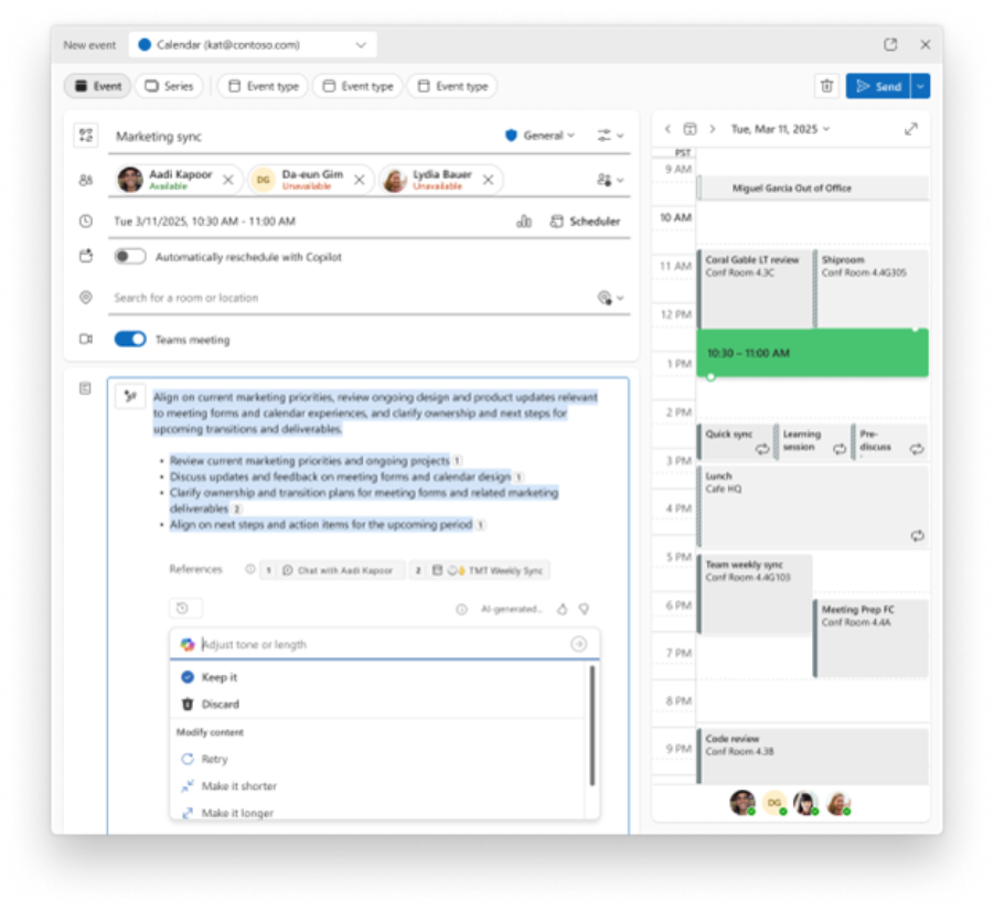 Screenshot of a Microsoft Outlook calendar event creation window for a 