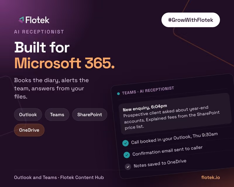 AI receptionist for Microsoft 365: Outlook, Teams, SharePoint and OneDrive