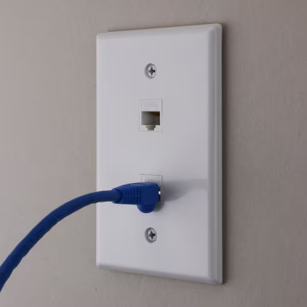 wall internet jack with a ethernet patch cord