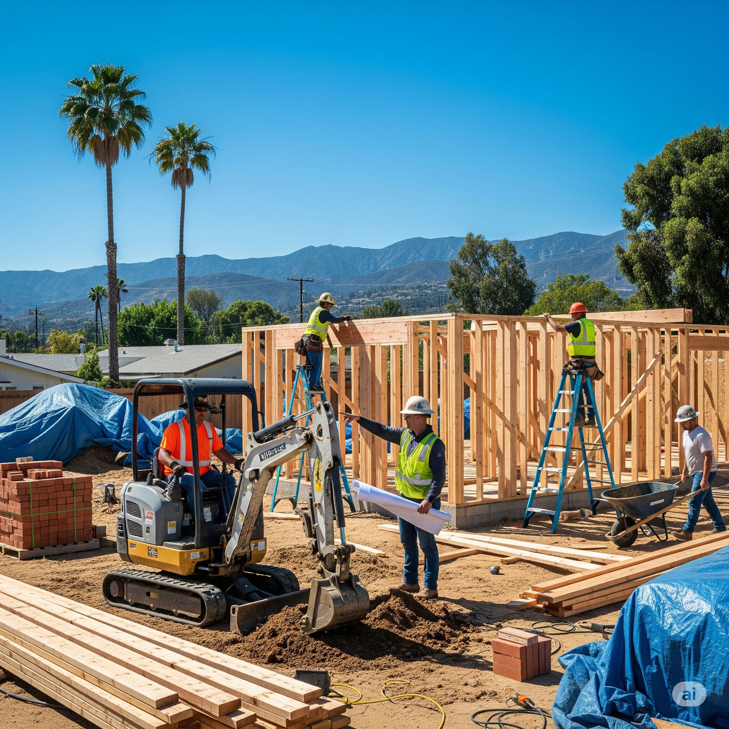 New residential home construction in California