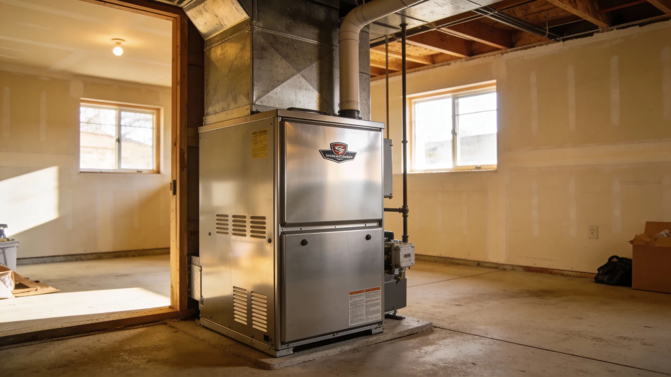 A newly installed furnace in a basement in Northern Colorado