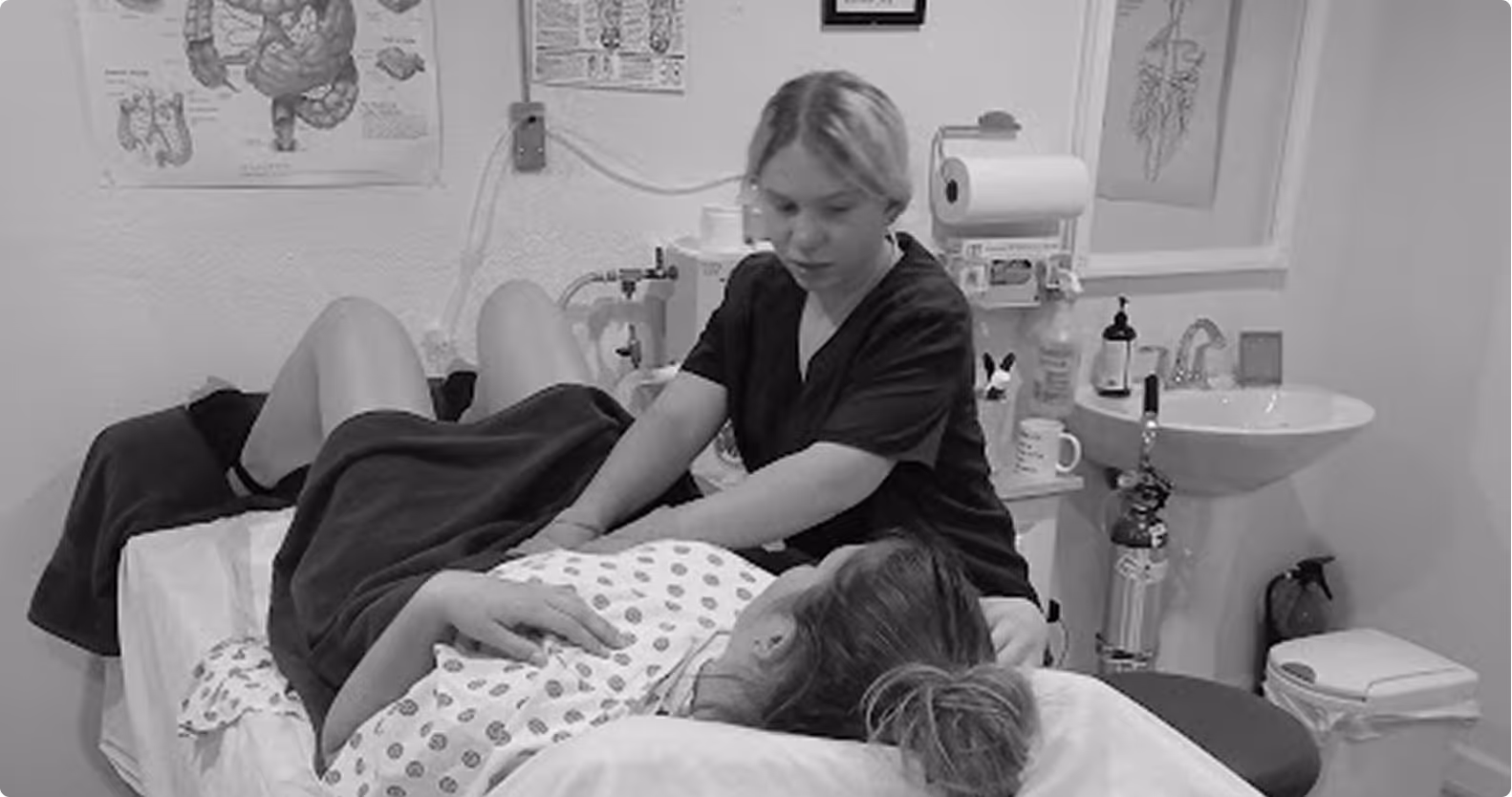 Hannah Smith at The Temple Cleansing Center in Scottsdale, AZ supporting a client during Colon Hydrotherapy.
