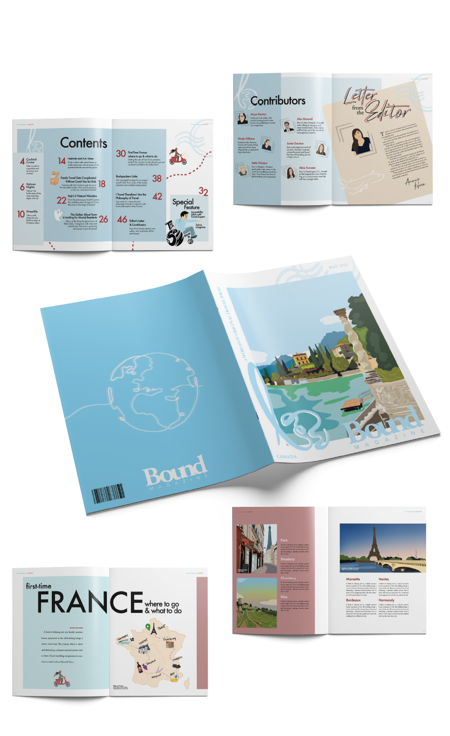 bound magazine highlight image with spread mockups