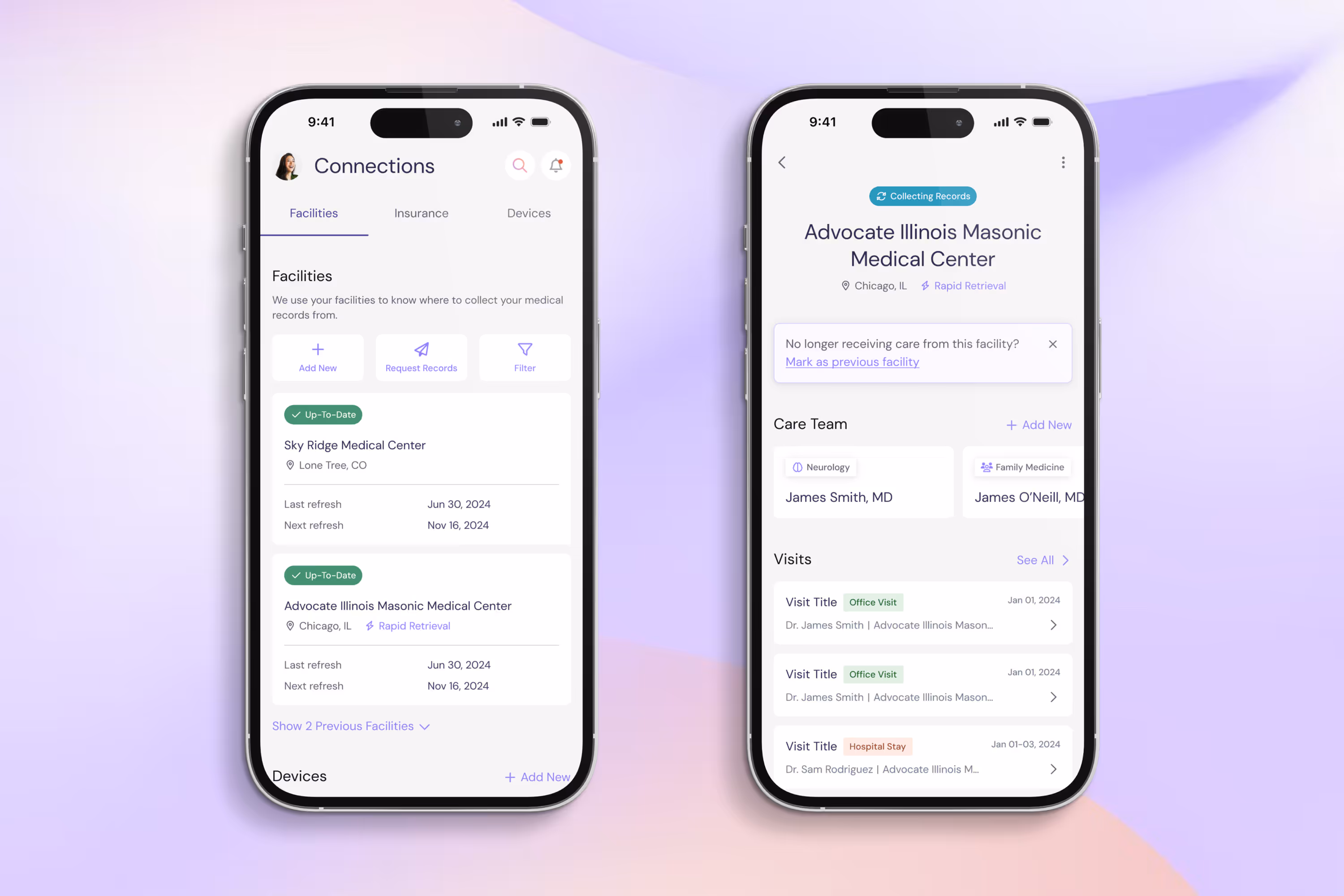 A collage of screens from the PicnicHealth patient app