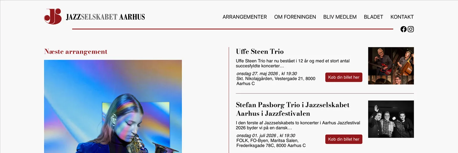 Jazzselskabet Aarhus website – tidssvarende og brugervenligt design af KATAPULT®
