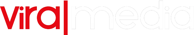 Text logo reading 'viral media' with 'viral' in red and 'media' in white on black background.