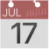 Calendar page showing July 17 with a red top and large number 17 in black.