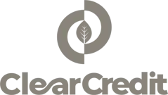ClearCredit logo with interlocking circular shapes above text.