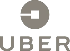 Uber logo with stylized circular icon above the word Uber.