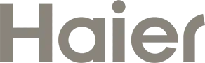 Haier brand logo in gray letters against a white background.