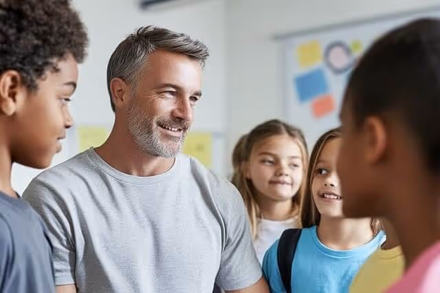 Coach führt einen Gruppenkurs zum Thema Selbstbehauptung