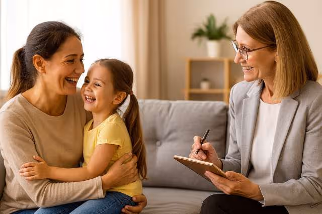 Mutter im Beratungsgespräch mit Familientherapeutin