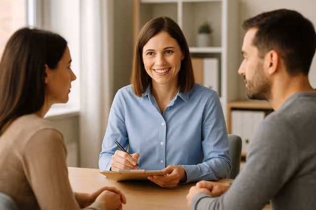Eltern sitzen im Beratungsgespräch beim Jugendamt