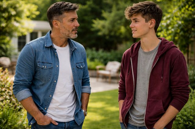 Vater und Sohn arbeiten an ihrer Beziehung zueinander