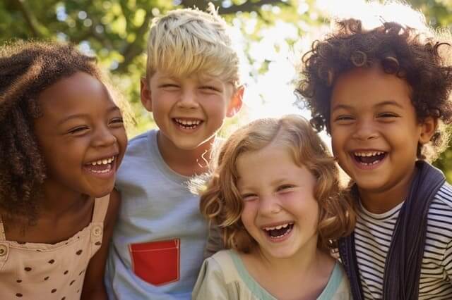 Kinder lachen zusammen