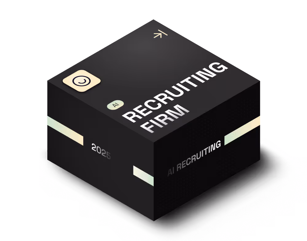 Black box labeled Recruiting Firm with AI and 2025 markings