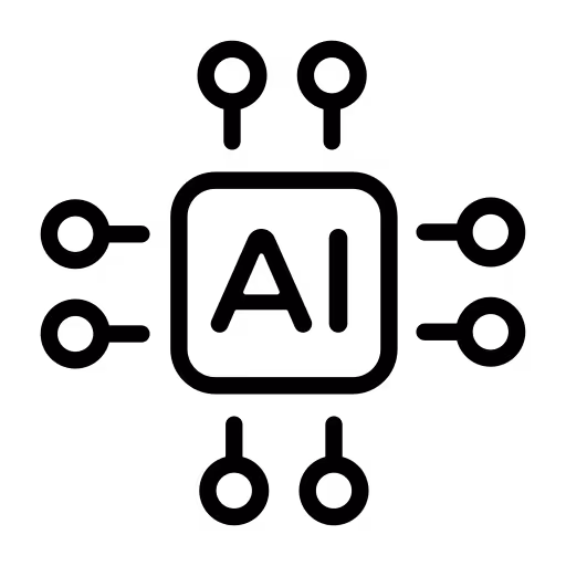 AI chip with connected nodes representing artificial intelligence technology