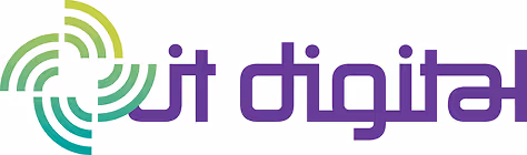 IT Digital logo with circular green and purple design and Arabic text