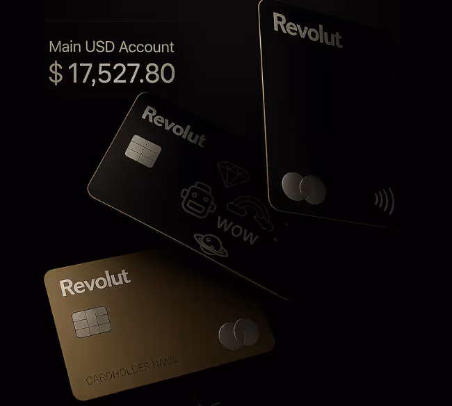 Revolut kártya, amely bemutatja az ügynökségünk rugalmas modellkifizetési rendszerét