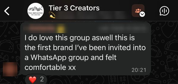A creator: the first brand WhatsApp group I have felt comfortable in