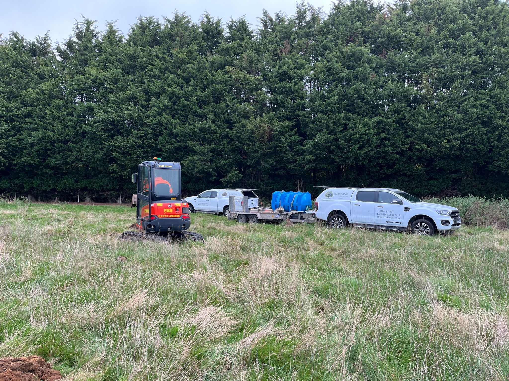 Invinity flow-battery project site during BRE 365 soakaway testing