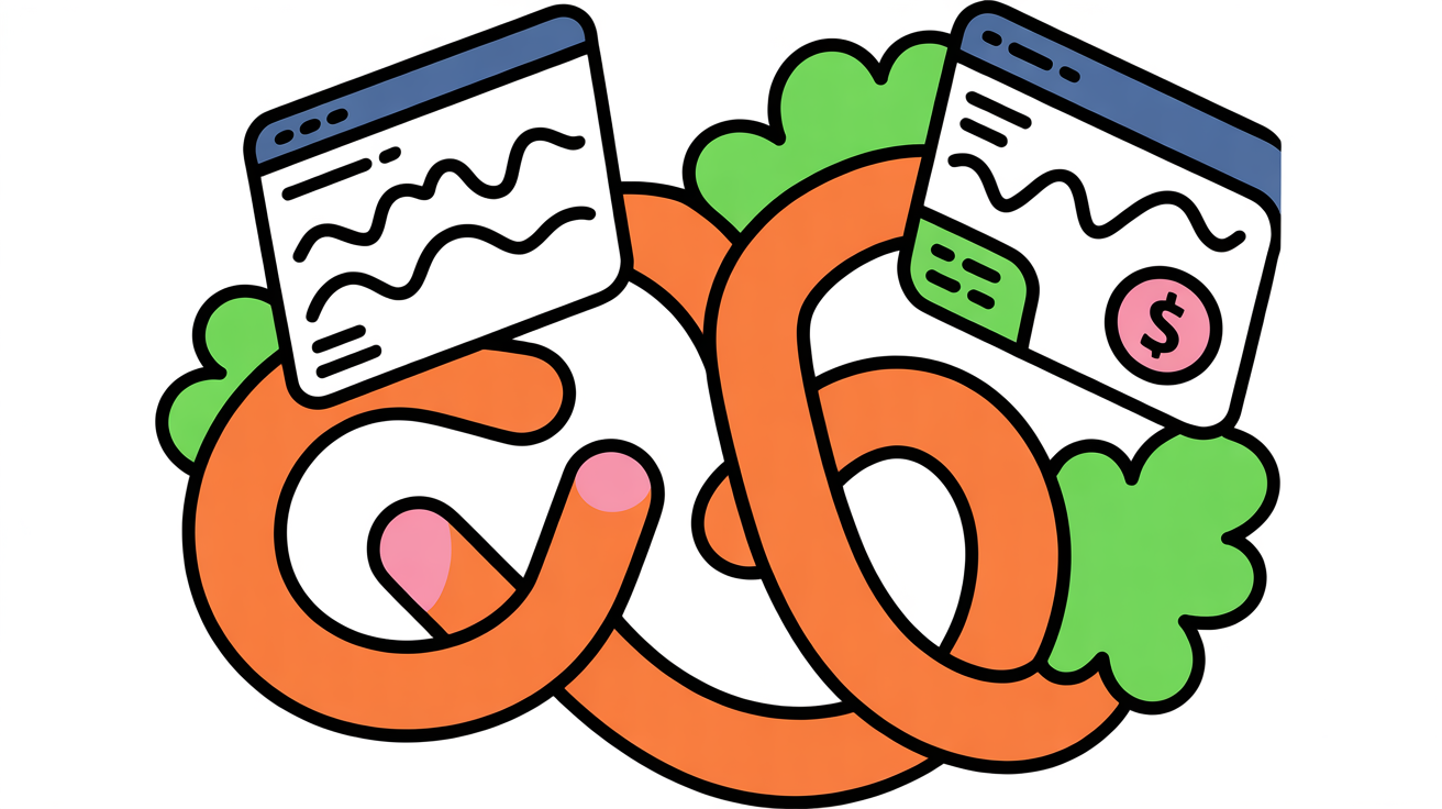 Isometric illustration showing connected digital systems with flowing data between project management, billing, and payment interfaces