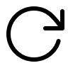 Circular arrow forming a counterclockwise refresh icon in black on white background.