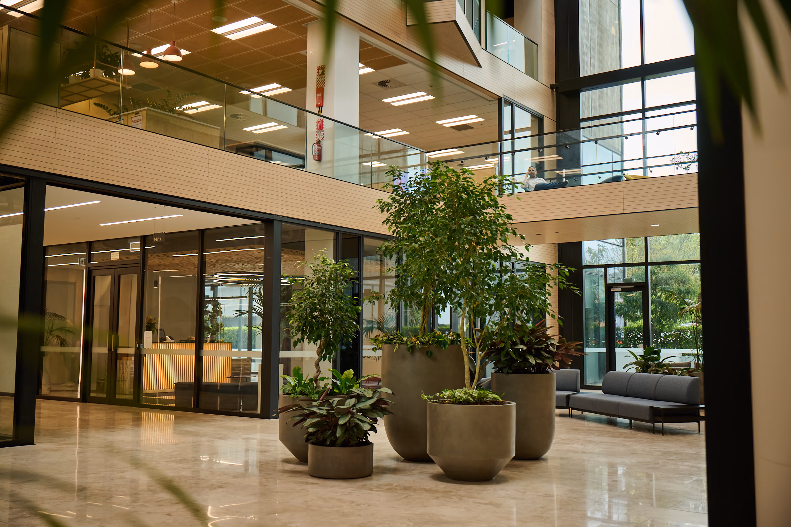 Greenery and plants in office atrium