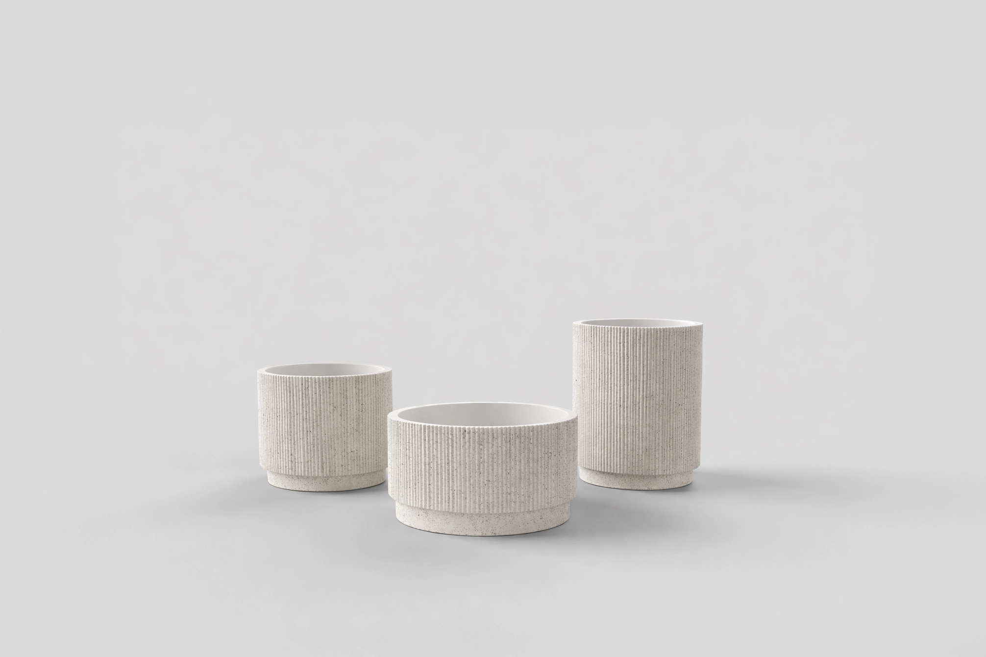 Three Ripple fluted planters in different sizes