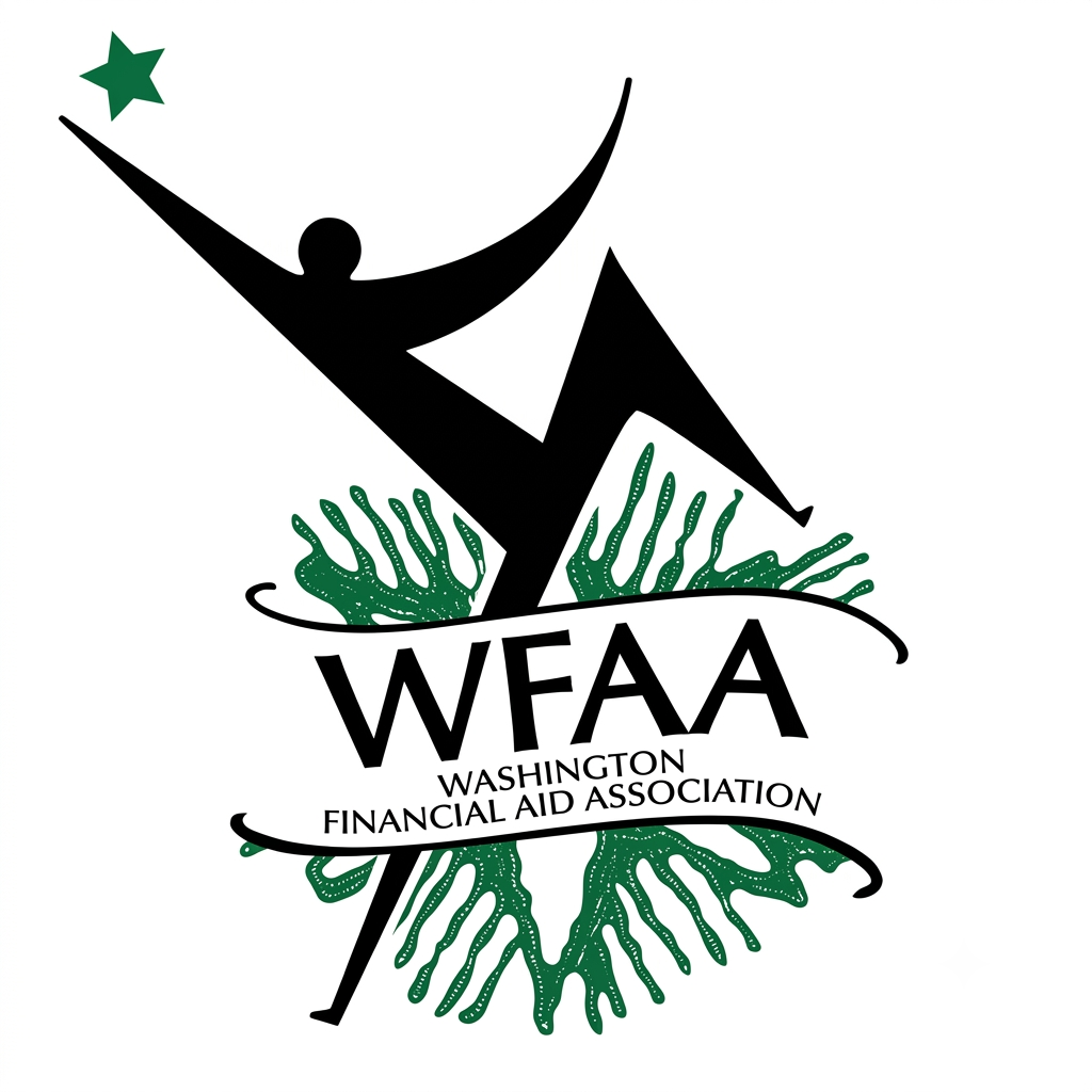 Logo of a stylized person reaching for a star above text 'WFAA Washington Financial Aid Association'.