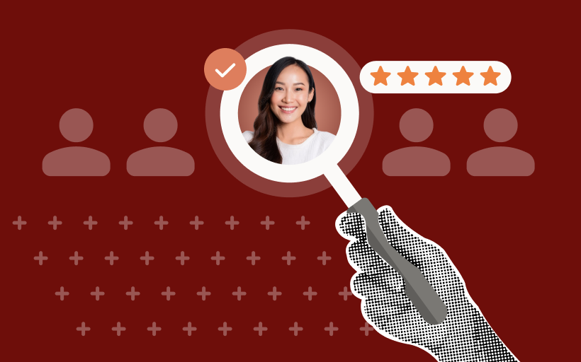 A magnifying glass picking the ideal candidate.