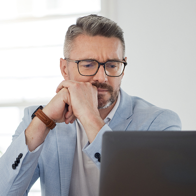 Pensive middle aged man