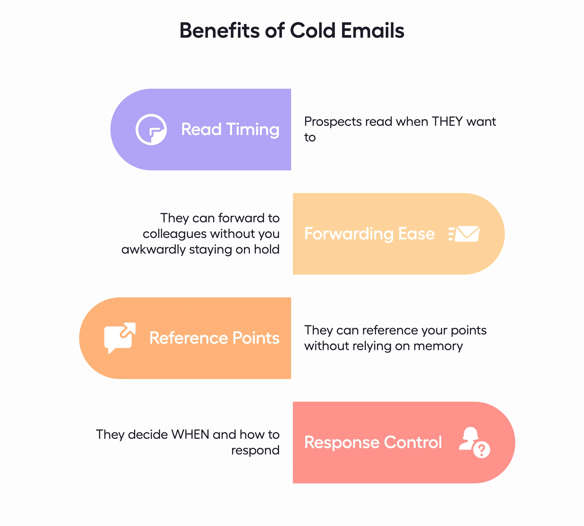 Cold email benefits explained: timing, convenience, and less pressure to respond fast.