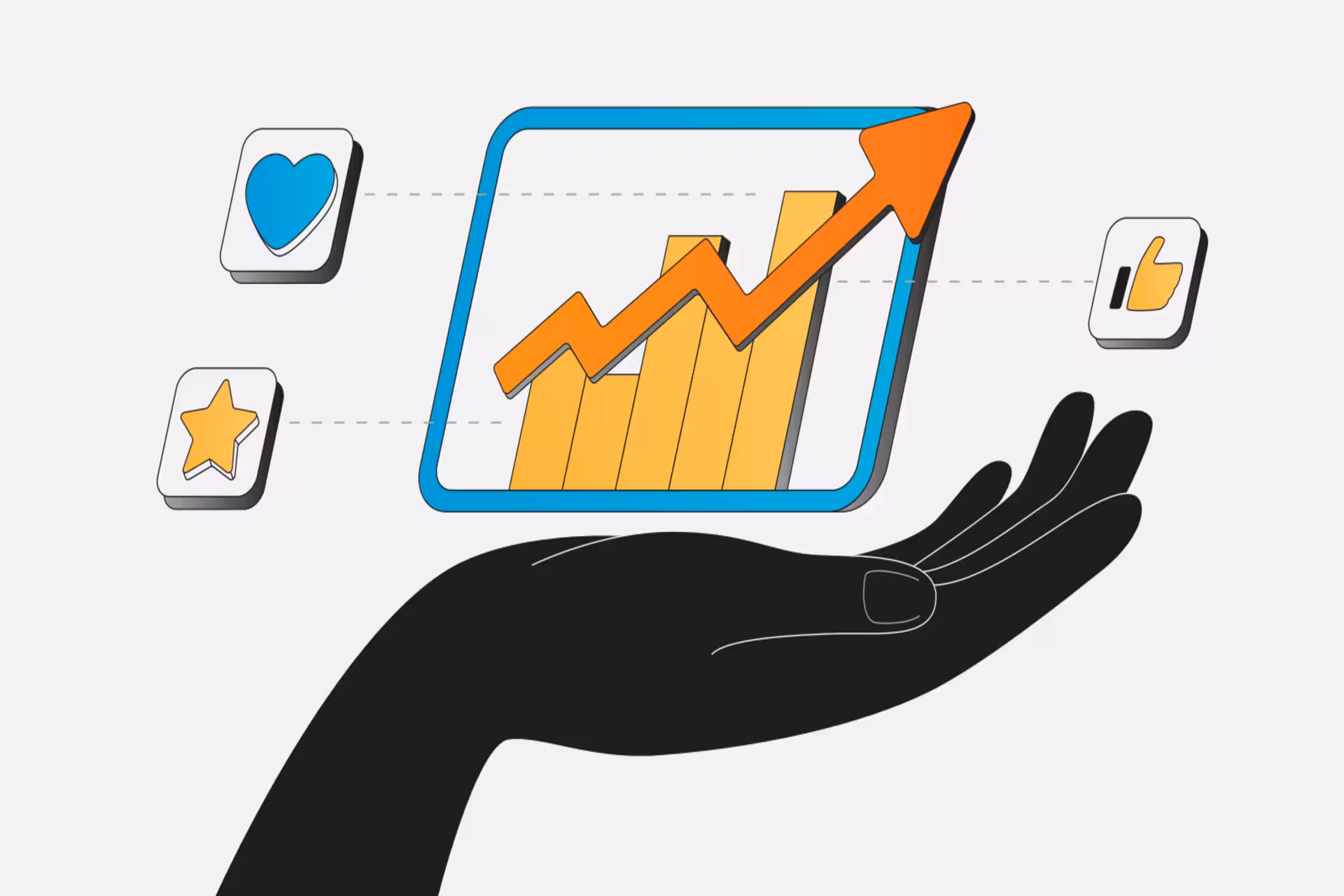 palm holding upward pointing graph 