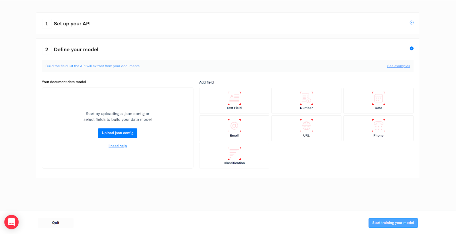 Mindee API Builder data model
