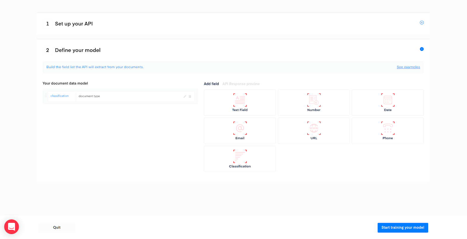 Mindee API builder data model